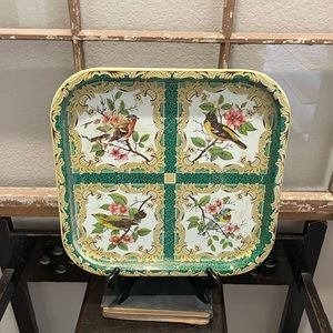 Vintage metal bird tray